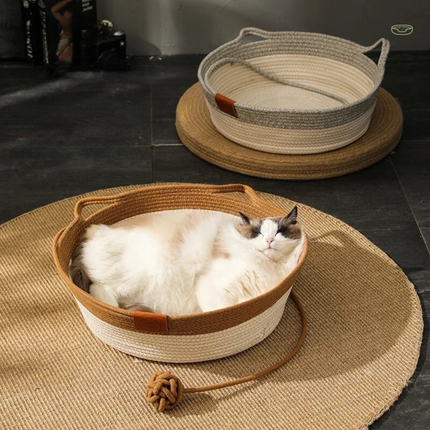 Kattenbed rond en zacht | Comfortabel huisdierbed met stevige randen | Hypoallergeen kattenmandje geschikt voor ieder interieur