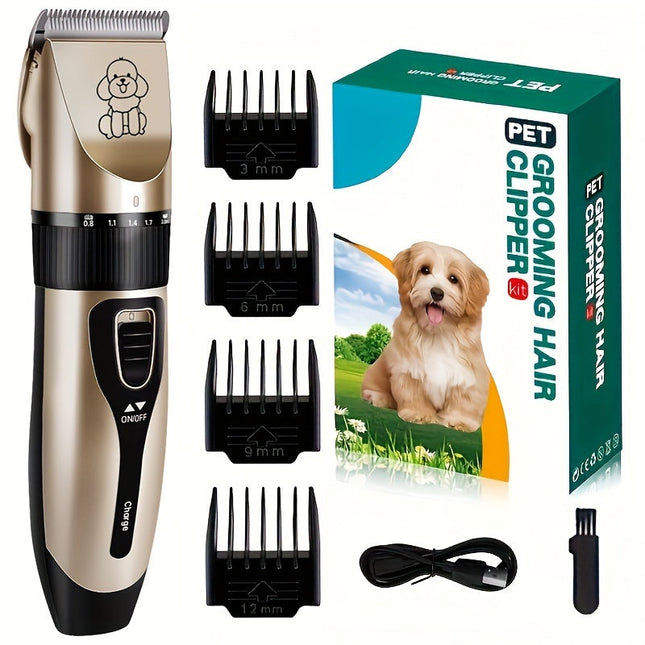 Draadloze huisdiertrimmer voor honden en katten | Stil ontwerp | USB oplaadbaar | Keramisch mes | Verstelbare mesafstand | Inclusief opzetkammen