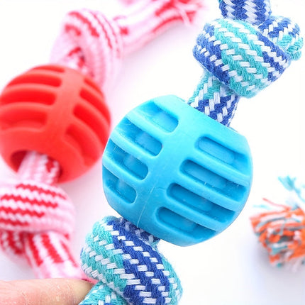 Interactief kauwspeelgoed hond | Sterk rubber met rijk touw | Bevordert tandgezondheid en actieve speeltijd | Geschikt voor alle honden | 18 cm