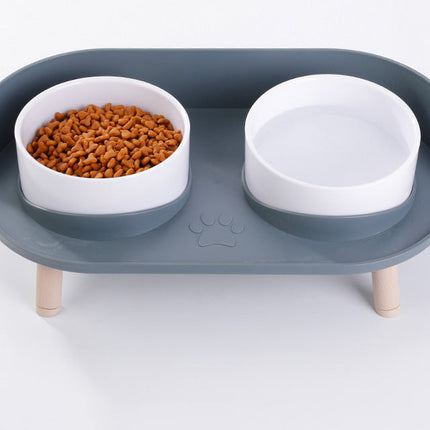 Verhoogde dubbele voerbak voor katten en honden | Ergonomisch ontwerp | Antislip | Duurzame materialen | Eenvoudig te reinigen | Modern voor kleine en middelgrote huisdieren