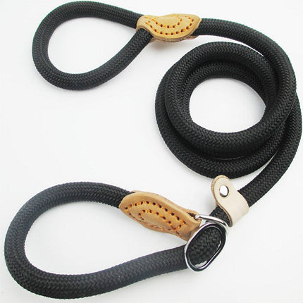 Nylon Slipkoord Hondentuig Zonder Halsband | Verstelbare Antitrekrain met Zacht Handvat | Voor Middelgrote en Grote Honden | Verkrijgbaar in Khaki Zwart Rood Blauw Koffie | Duurzaam Gevlochten voor Comfortabele Wandelervaring