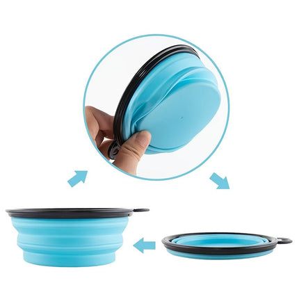 Opvouwbare voerbak voor honden en katten | Duurzaam TPR-rubber | Met karabijnhaak | Compact & lichtgewicht | Ideaal voor onderweg, reizen of wandelingen | Geschikt voor water en voer