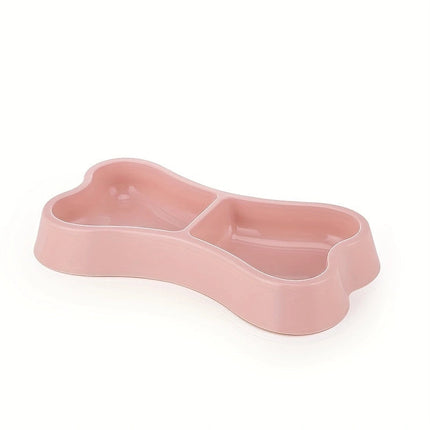 Macaron hondenvoerbak met botvorm | Dubbele voerbak van duurzaam plastic | Twee compartimenten voor eten en water | Voor kleine en middelgrote honden | 24x11x4,3 cm | Lichtgewicht en makkelijk schoon te maken