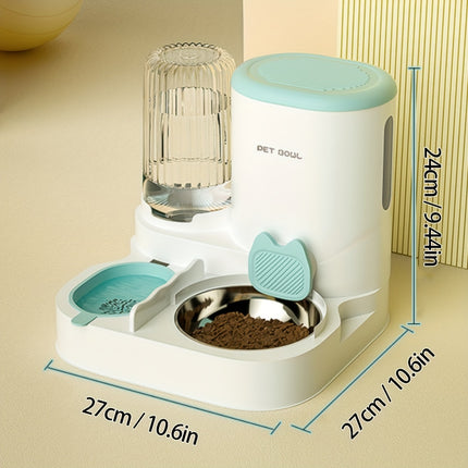 Automatic Cat Water Fountain | Food Dispenser Set | Stainless Steel Bowl | Removable | Washable | 2-in-1 Feeding Station | Indoor Cats