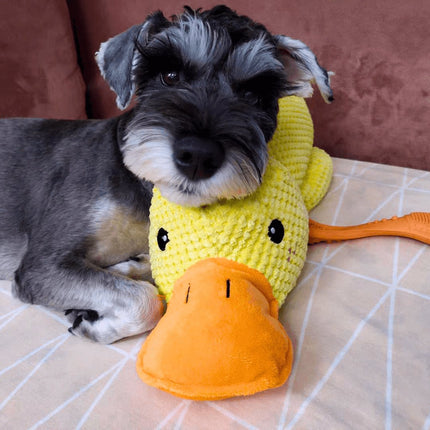 Kalmerend hondenspeelgoed eend | Zacht knuffelspeelgoed voor honden | Stressverlagend kauwspeelgoed | Duurzaam polyester | Voor angstige en gevoelige honden