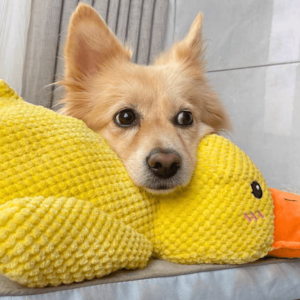 Kalmerend hondenspeelgoed eend | Zacht knuffelspeelgoed voor honden | Stressverlagend kauwspeelgoed | Duurzaam polyester | Voor angstige en gevoelige honden