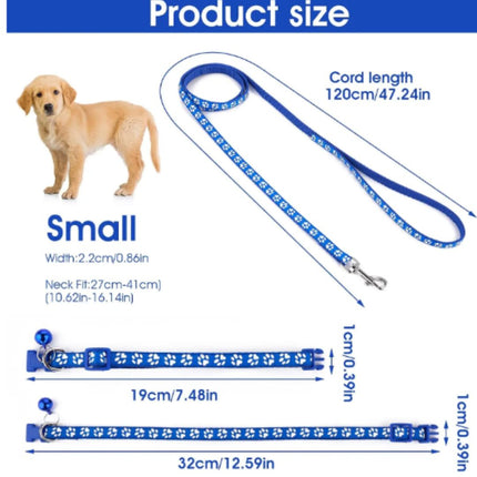 Hondenriem Set Nylon | Zachte Grip | Diverse Kleuren | 120cm Lengte | Geschikt voor Kleine en Middelgrote Honden