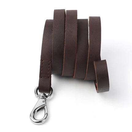 Luxe Leren Riem | Stevig & Duurzaam | Comfortabel Voor Grote Honden | Koffiekleur | 146cm Lang