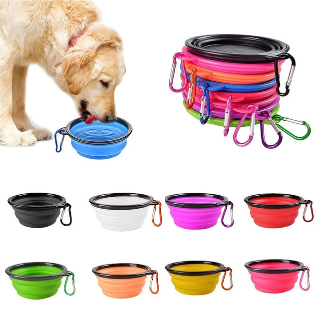 Opvouwbare voerbak voor honden en katten | Duurzaam TPR-rubber | Met karabijnhaak | Compact & lichtgewicht | Ideaal voor onderweg, reizen of wandelingen | Geschikt voor water en voer