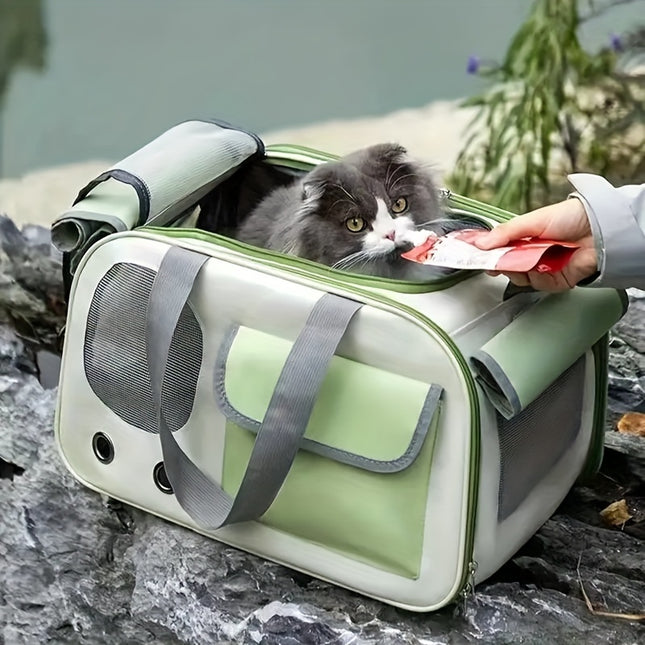 Pet Carrier | Ventilated Polyester | Single Shoulder Portable & Foldable | Space Capsule Design | Suitable for Cats & Small Dogs