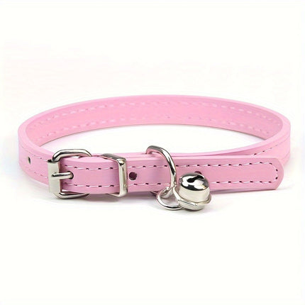 Verstelbare kattenhalsband kunstleer met bel | Veiligheidsbuckle | Metalen gesp | Voor katten van klein tot middelgroot | Meerdere maten