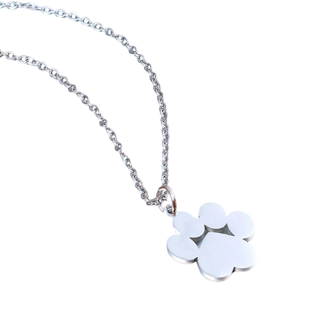 Gepersonaliseerde RVS Hanger Ketting met Naamgravure en Pootafdruk | 16mm Unisex Memory Sieraad | Herdenkingssieraad voor Dierenliefhebbers | Roestvrijstaal Cadeau