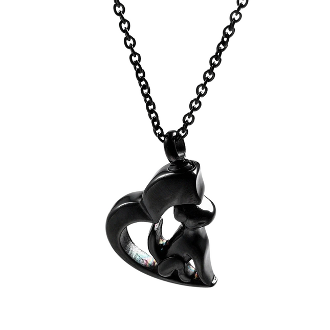 RVS honden urn ketting | Hartvormige assieraad hanger | Dieren herinneringssieraad | Unisex | Zilver goud zwart | 50cm | Cadeau