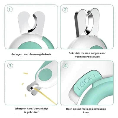 PetCare nagelknipper voor huisdieren met LED-licht | Veilig en nauwkeurig nagels knippen voor hond en kat | Comfortabele grip | Roestvrijstalen bladen