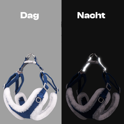 Hondenharnas Konijnenvacht | Zachte Stof en Ademend | Roze, Marineblauw, Lichtgroen | Maat XXS-L | Inclusief Bijpassende Riem | Verstelbare Pasvorm voor Comfort | Perfect voor Koude Weersomstandigheden