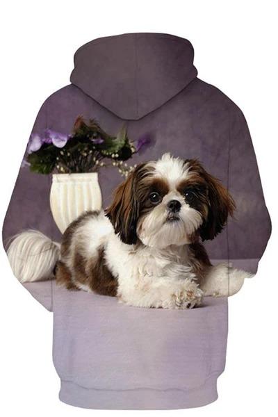 Comfortabele Hoodie met Shih Tzu Print | Zachte Polyester Katoen Mix | Verkrijgbaar in Maten S-4XL | Unisex Design | Kwaliteitsdruk | Ideaal voor Fans van Honden en Dierenliefhebbers