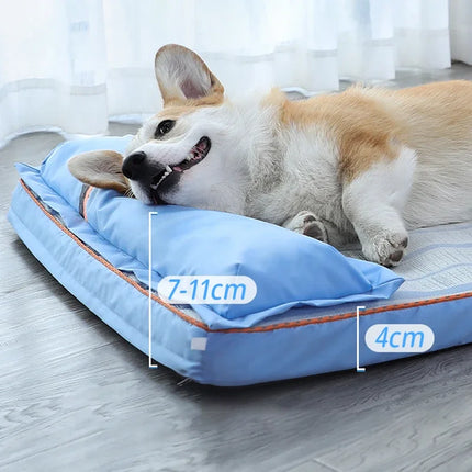 Hemelsblauw Dierenligplaats | Gel Koelmat | Traagschuim Ondersteuning | Ademend en Ergonomisch Design | Ideaal voor Hete Zomers | Maten S, M, L, XL Beschikbaar