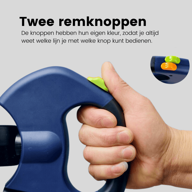 Dubbele hondenriem verstelbaar voor twee honden | Pantino multifunctioneel | 360° draaibaar | Reflecterend | Duurzaam nylon | Geschikt voor kleine en grote honden