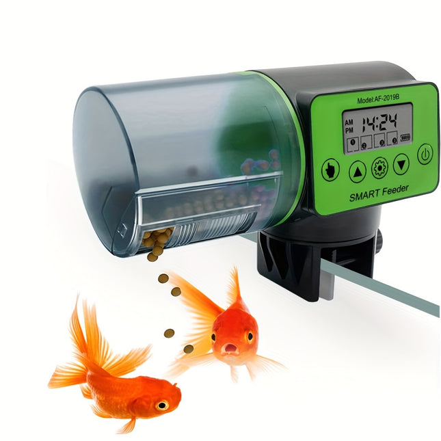 Zyfeeder Automatic Food Dispenser | Adjustable LCD Timer | Battery Powered | Aquarium PVC Material | 24-Hour Feeding Schedule | Fish Aquarium Accessory | Guangdong Origin | Durable and Modern Design