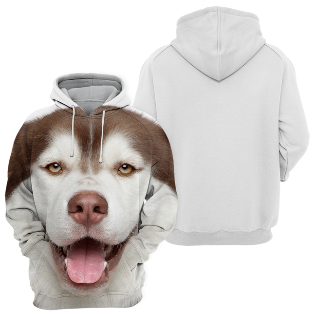 Unisex Hoodie voor Hondenliefhebbers | Bruin Alaskan Husky Design | Premium Polyester Katoen Mix | Zachte Aanraking | Verkrijgbaar in Maten S-4XL | Hoogwaardige Print | Comfortabel en Duurzaam
