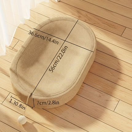 Sisal Krabplank Ovaal 60cm | Duurzaam en Slijtvast | Inclusief Speelbal | Geschikt Voor Katten | Perfect voor Spelen en Slapen | Geen Montage