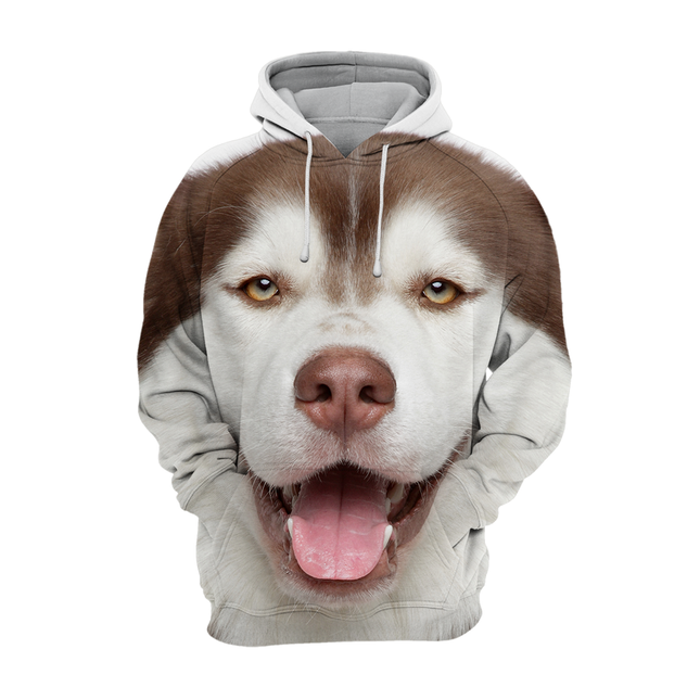 Unisex Hoodie voor Hondenliefhebbers | Bruin Alaskan Husky Design | Premium Polyester Katoen Mix | Zachte Aanraking | Verkrijgbaar in Maten S-4XL | Hoogwaardige Print | Comfortabel en Duurzaam