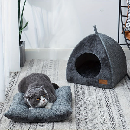 Driehoekig Kattennest van Katoen | Knusse en Veilige Slaapplek voor Katten tot 6 kg | Modern en Comfortabel Huisdierbed | Geschikt voor Binnen en Buiten