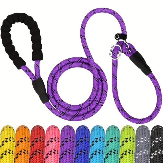 Reflecterende hondenriem nylon | Gevoerde handgreep | Verstelbaar | Duurzaam materiaal | Zichtbaarheid bij nacht | Voor training en dagelijks gebruik | Verschillende en | Alle hondenmaten
