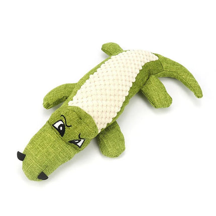 Duurzaam pluchen krokodil voor honden | Groene kauwspeelgoed met pieper | Interactief en veilig | Voor alle hondenmaten