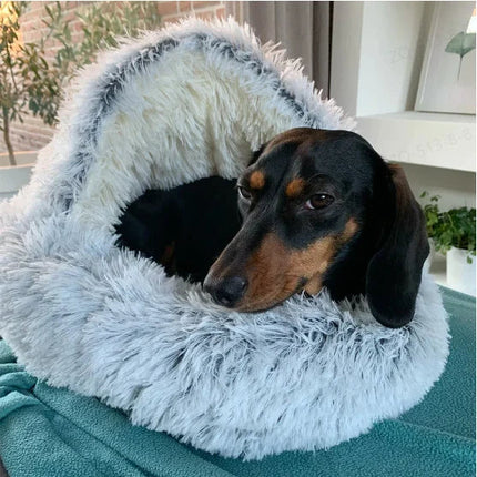 Zelfverwarmend huisdierenbed SnuggleNest | Ultrazacht pluche fleece | Stressverlagend hoogpolig hondenbed en kattenmand | Machinewasbaar | Warmte isolerend