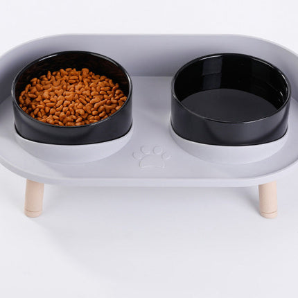 Verhoogde dubbele voerbak voor katten en honden | Ergonomisch ontwerp | Antislip | Duurzame materialen | Eenvoudig te reinigen | Modern voor kleine en middelgrote huisdieren