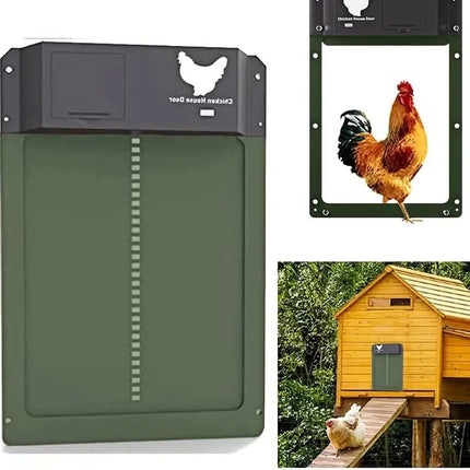 CoopSense | Puerta automática para gallineros | Temporizador y sensor de luz | Resistente a la intemperie y de bajo consumo | Mecanismo de seguridad | Fácil instalación | Protege a las gallinas de los depredadores | Aluminio