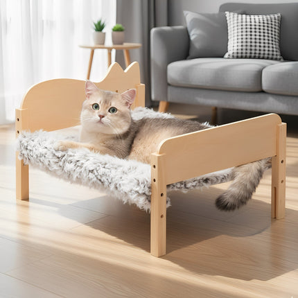 Piętrowe łóżko dla kota Havenwood | Drewniane legowisko dla zwierząt redukujące stres | Kompaktowa konstrukcja | Zmywalne powierzchnie do spania