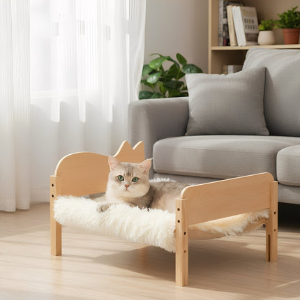 Piętrowe łóżko dla kota Havenwood | Drewniane legowisko dla zwierząt redukujące stres | Kompaktowa konstrukcja | Zmywalne powierzchnie do spania