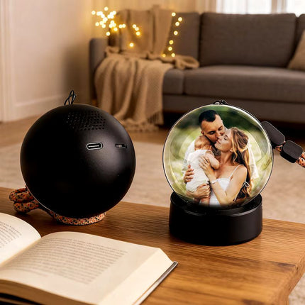 Memory Ball | Musica e video | Bluetooth e USB | Trasparente con luce calda | Esperienza personalizzata | Regalo di lusso | Dimensioni compatte