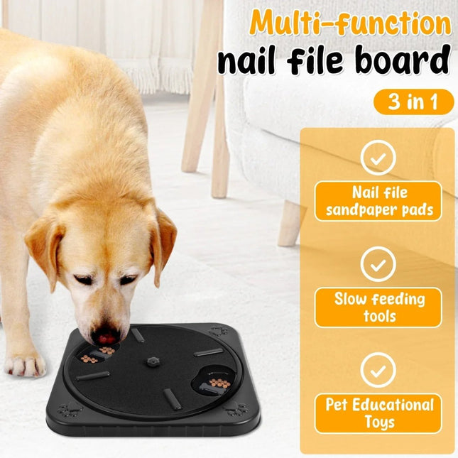 Interaktywny pilniczek do pazurów dla psa | Obrotowy o 360° | Zabawna nauka i wolniejsze jedzenie | Plastikowy | Antypoślizgowy | Z 12 przegródkami na przekąski