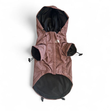 Cappotto marrone impermeabile per cani | Giacca a vento traspirante | Foro per imbracatura di sicurezza | Per giornate ventose e piovose | Chiusure elastiche e fodera in rete | Animale domestico asciutto e comodo | Abbigliamento per animali domestici