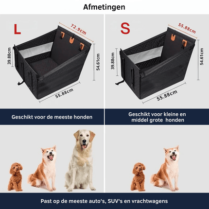 Hondenautostoel met stevige bodem en comfortabele bekleding - Donkergrijs - Zwart