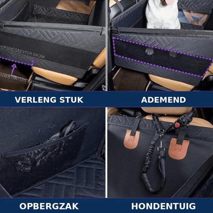 Hondenautostoel met stevige bodem en comfortabele bekleding - Donkergrijs - Zwart