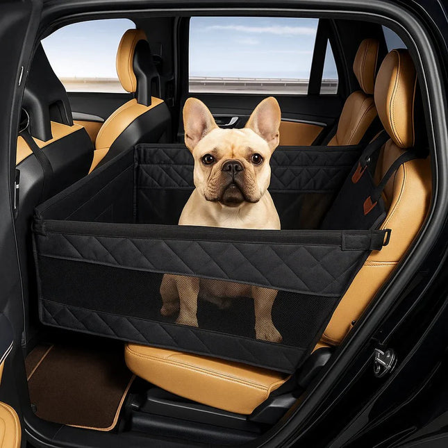 Hondenautostoel met stevige bodem en comfortabele bekleding - Donkergrijs - Zwart