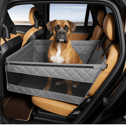 Hondenautostoel met stevige bodem en comfortabele bekleding - Donkergrijs - Zwart