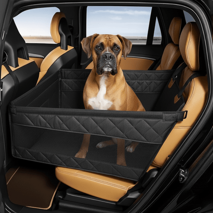 Hondenautostoel met stevige bodem en comfortabele bekleding - Donkergrijs - Zwart