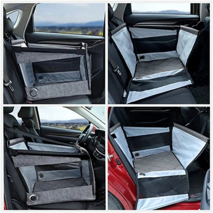 Asiento de coche para perros | Impermeable y seguro | Negro | Asiento de viaje para perros pequeños y medianos | Bolsa de transporte resistente | Protector de asiento de coche para mascotas | Compatible con vehículos | Asiento portátil para perros