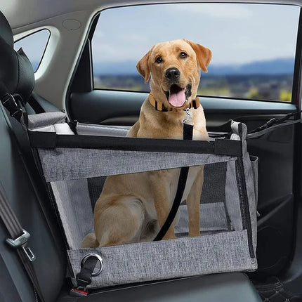 Asiento de coche para perros | Impermeable y seguro | Negro | Asiento de viaje para perros pequeños y medianos | Bolsa de transporte resistente | Protector de asiento de coche para mascotas | Compatible con vehículos | Asiento portátil para perros