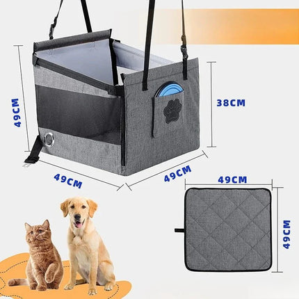 Asiento de coche para perros | Impermeable y seguro | Negro | Asiento de viaje para perros pequeños y medianos | Bolsa de transporte resistente | Protector de asiento de coche para mascotas | Compatible con vehículos | Asiento portátil para perros