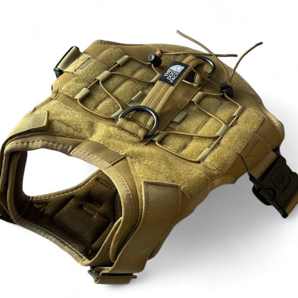 Szelki dla psa | Wytrzymałe i regulowane | System taśm Molle | Regulowane paski | Uchwyt | Khaki