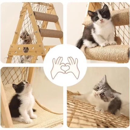 Houten Klimtoren voor Katten | Duurzaam Hout & Sisal | Klimmen en Krabben | Natuurlijk Design