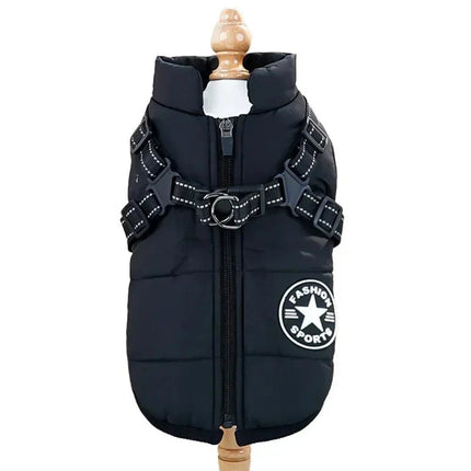 Reflective Waterproof Dog Coat | Integrated Harness | Fleece Lining | Quick-Zip Closure | Adjustable Fit | Protection from Rain and Cold | For Dogs and Cats | Comfortable Walking