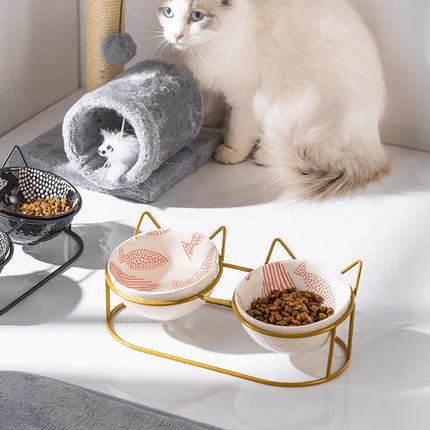 MeowEase verhoogd katten voerstation | Ergonomische dubbele kommen | Nek- en gewricht ontlastend | Antislip & hygiënisch design | Voor comfortabel voeren en minder knoeien