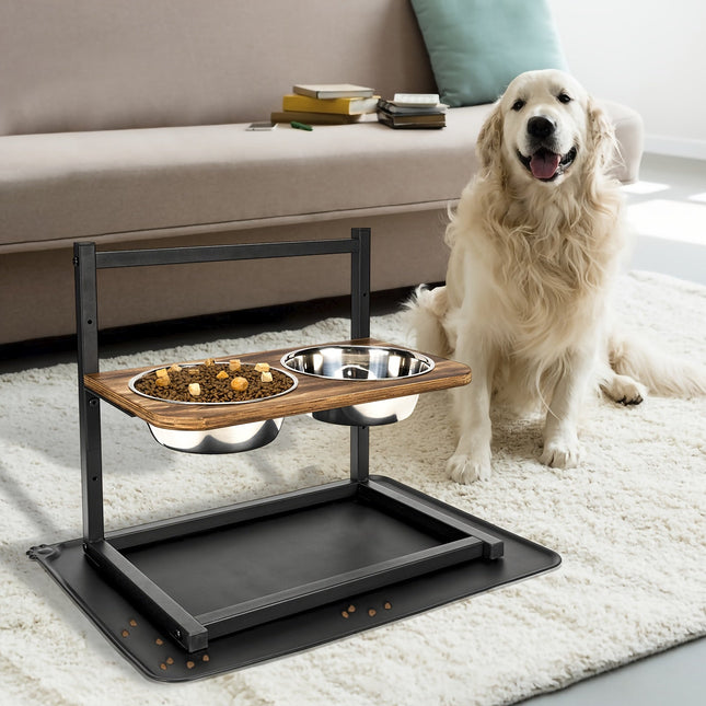 PetFeeder Pro verstelbare voerbak | Ergonomische eetstandaard voor honden | Roestvrijstaal | Vaatwasserbestendig | Voorkomt spijsverteringsproblemen en verbetert houding